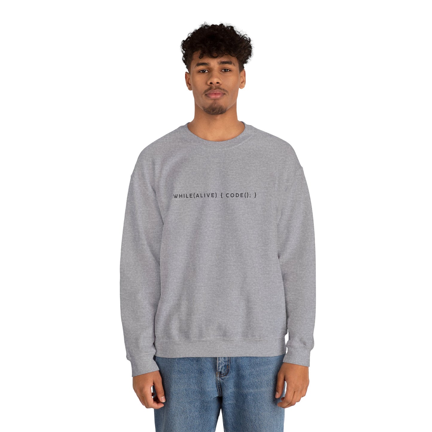 “while(alive)” Coding Sweatshirt – Unisex Heavy Blend Crewneck