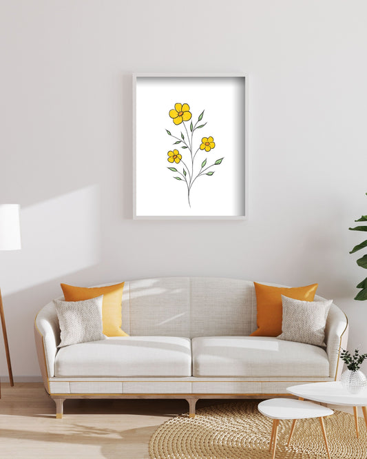 Wildflower Digital Wall Art – Boho Minimalist Print, Instant Download