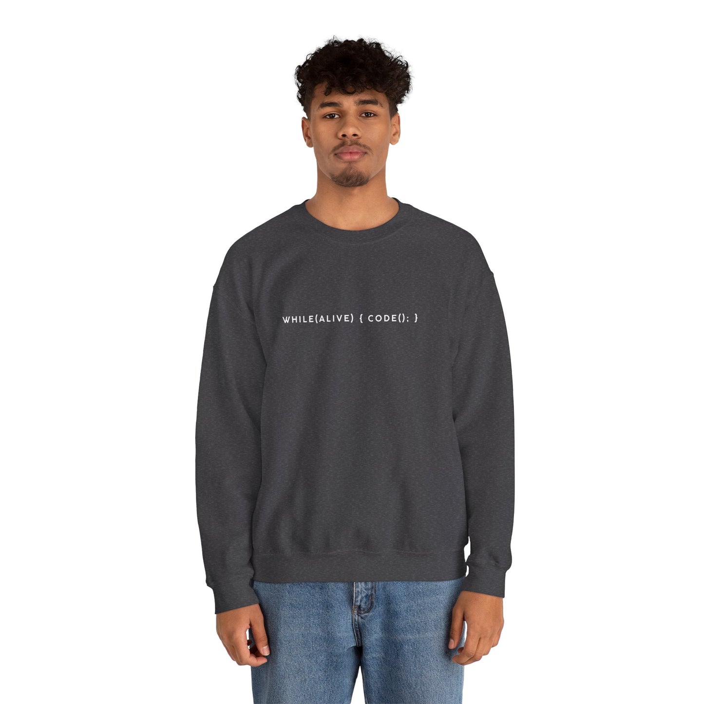 “while(alive)” Coding Sweatshirt – Unisex Heavy Blend Crewneck