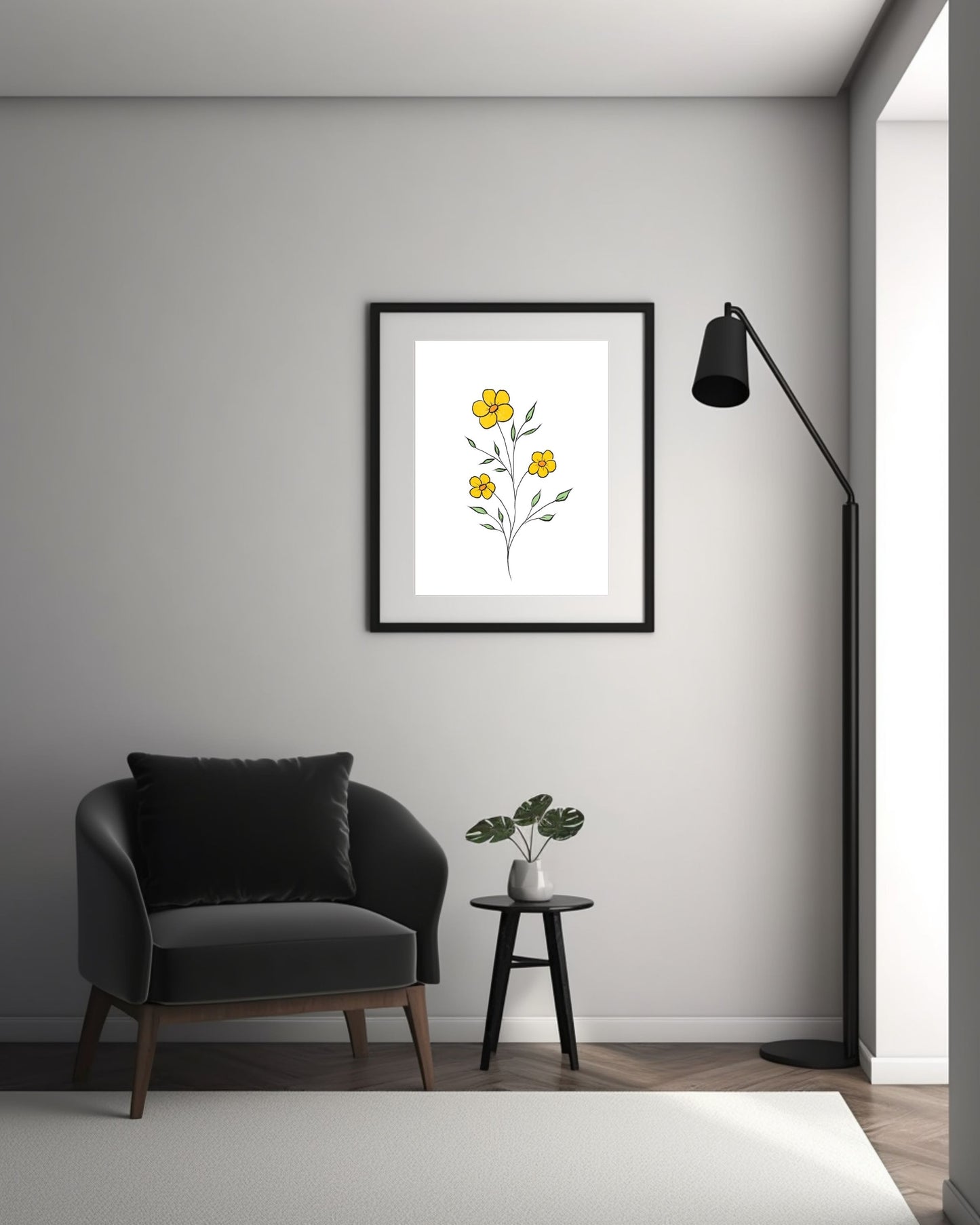 Wildflower Digital Wall Art – Boho Minimalist Print, Instant Download