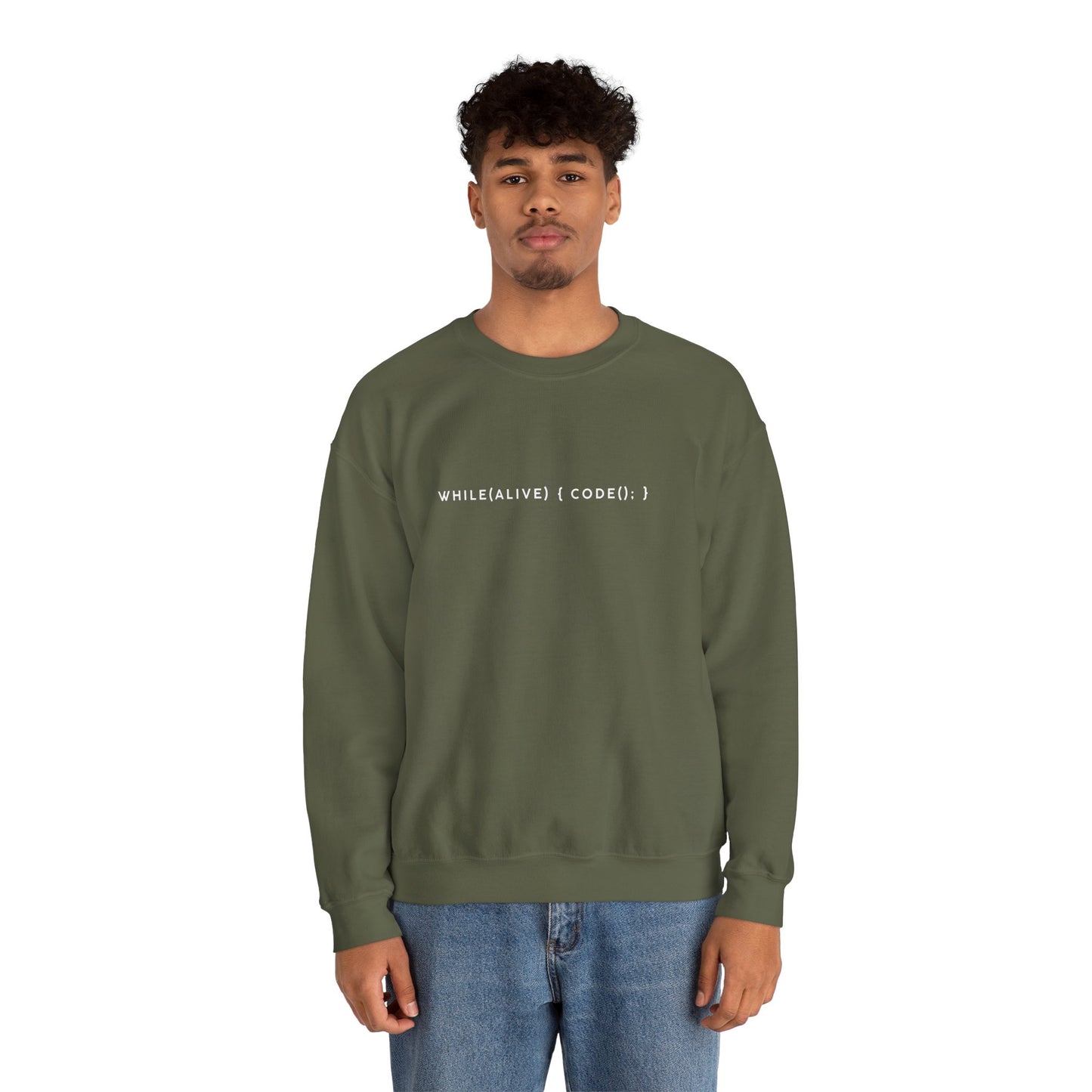 “while(alive)” Coding Sweatshirt – Unisex Heavy Blend Crewneck