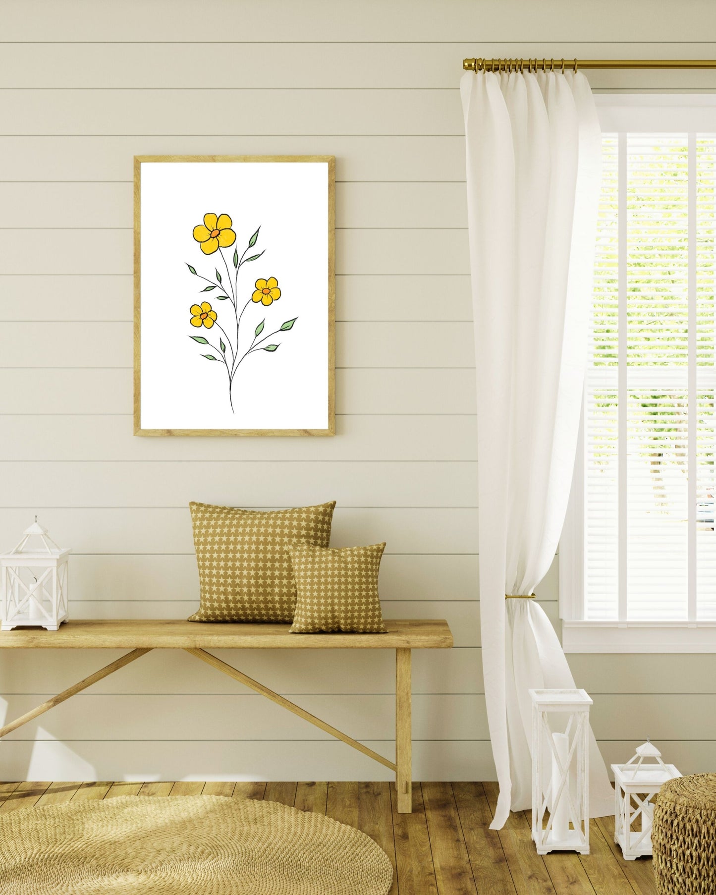 Wildflower Digital Wall Art – Boho Minimalist Print, Instant Download