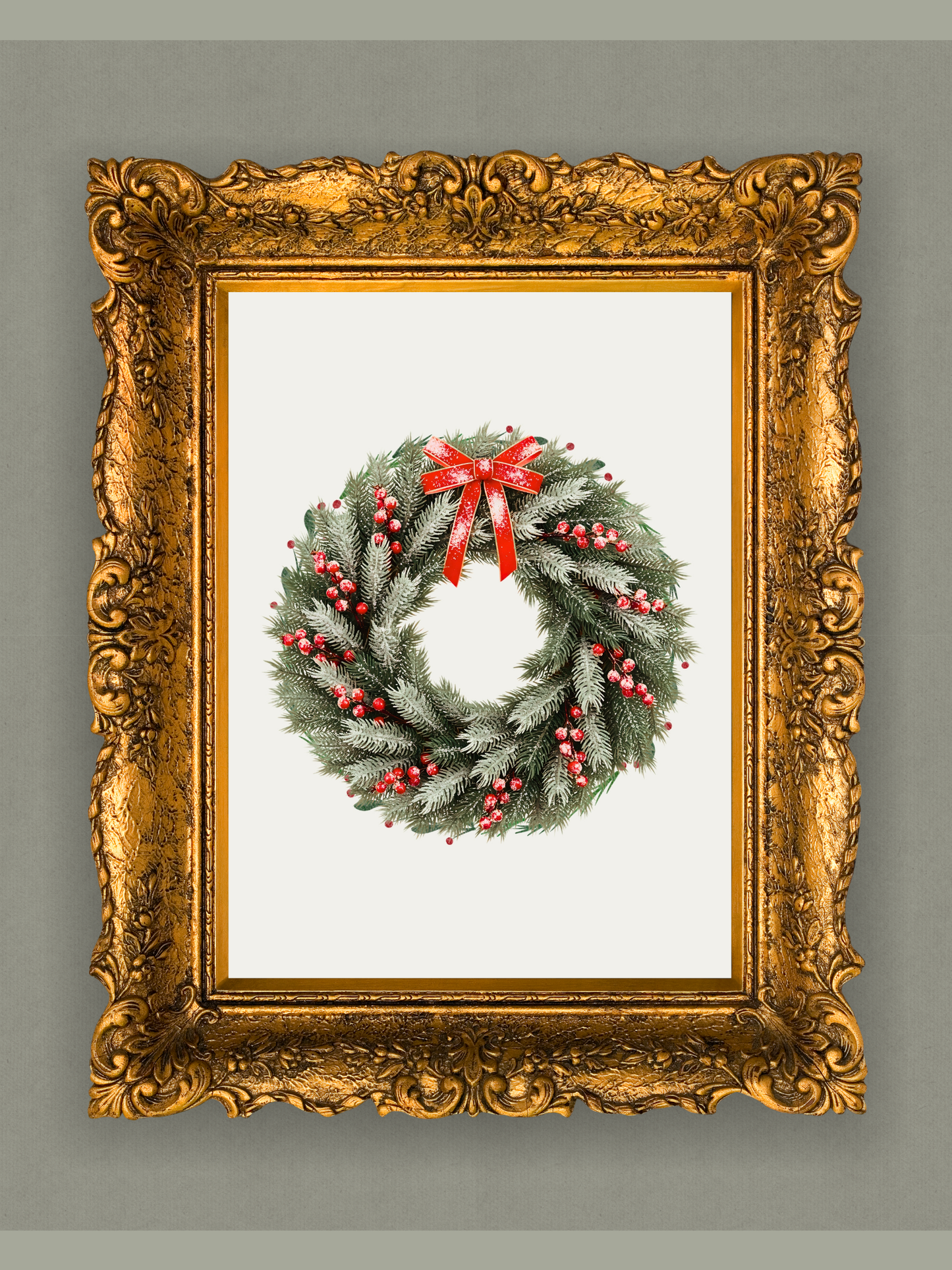Classic Christmas Wreath – Printable Holiday Wall Art (Digital Download)