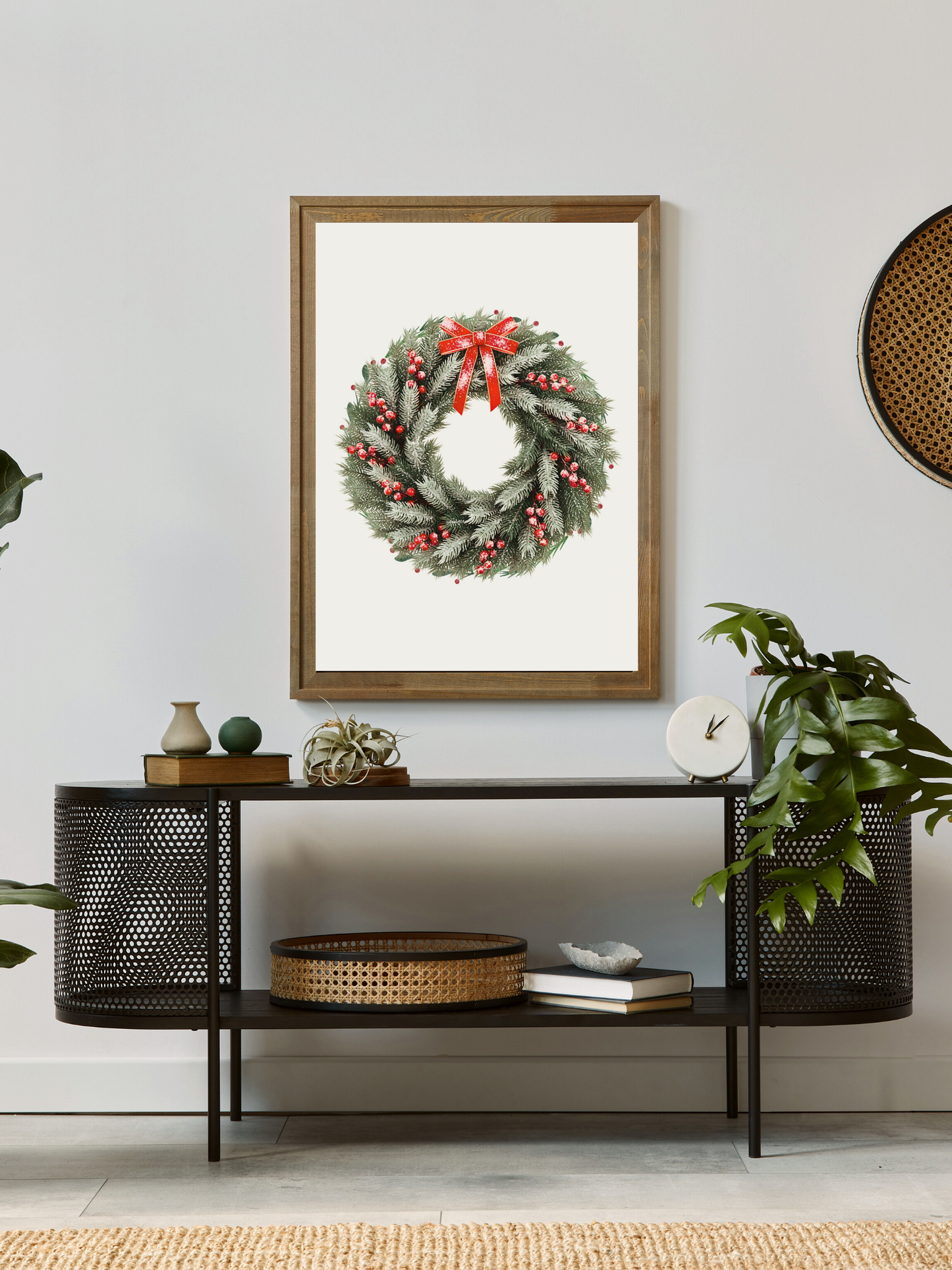Classic Christmas Wreath – Printable Holiday Wall Art (Digital Download)
