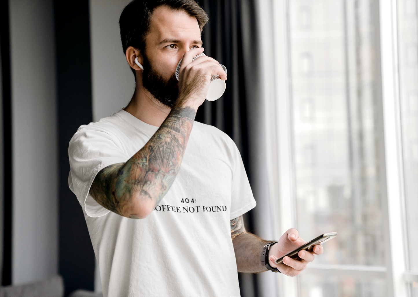 “404: Coffee Not Found” Oversized Organic T‑Shirt – Tech Humor