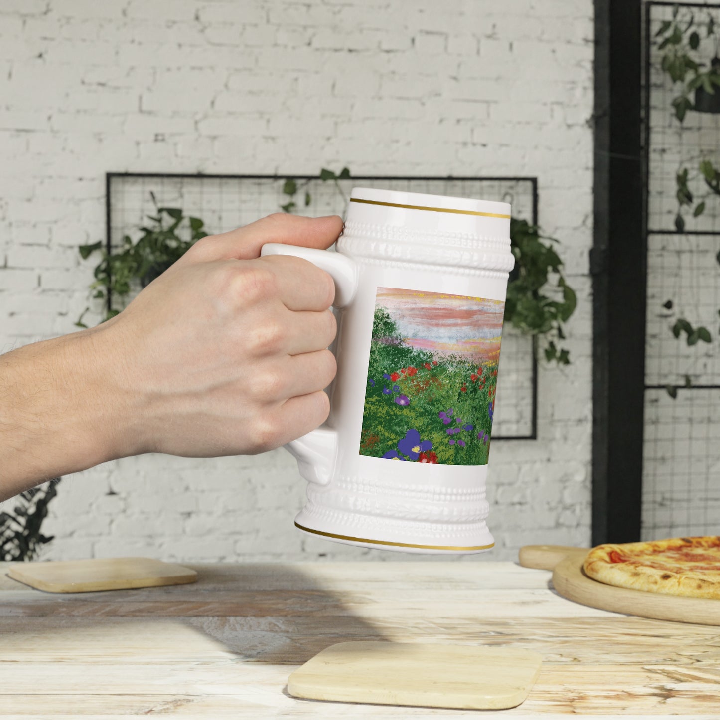 Wild Bloom “Sunset Vista” Ceramic Stein Mug