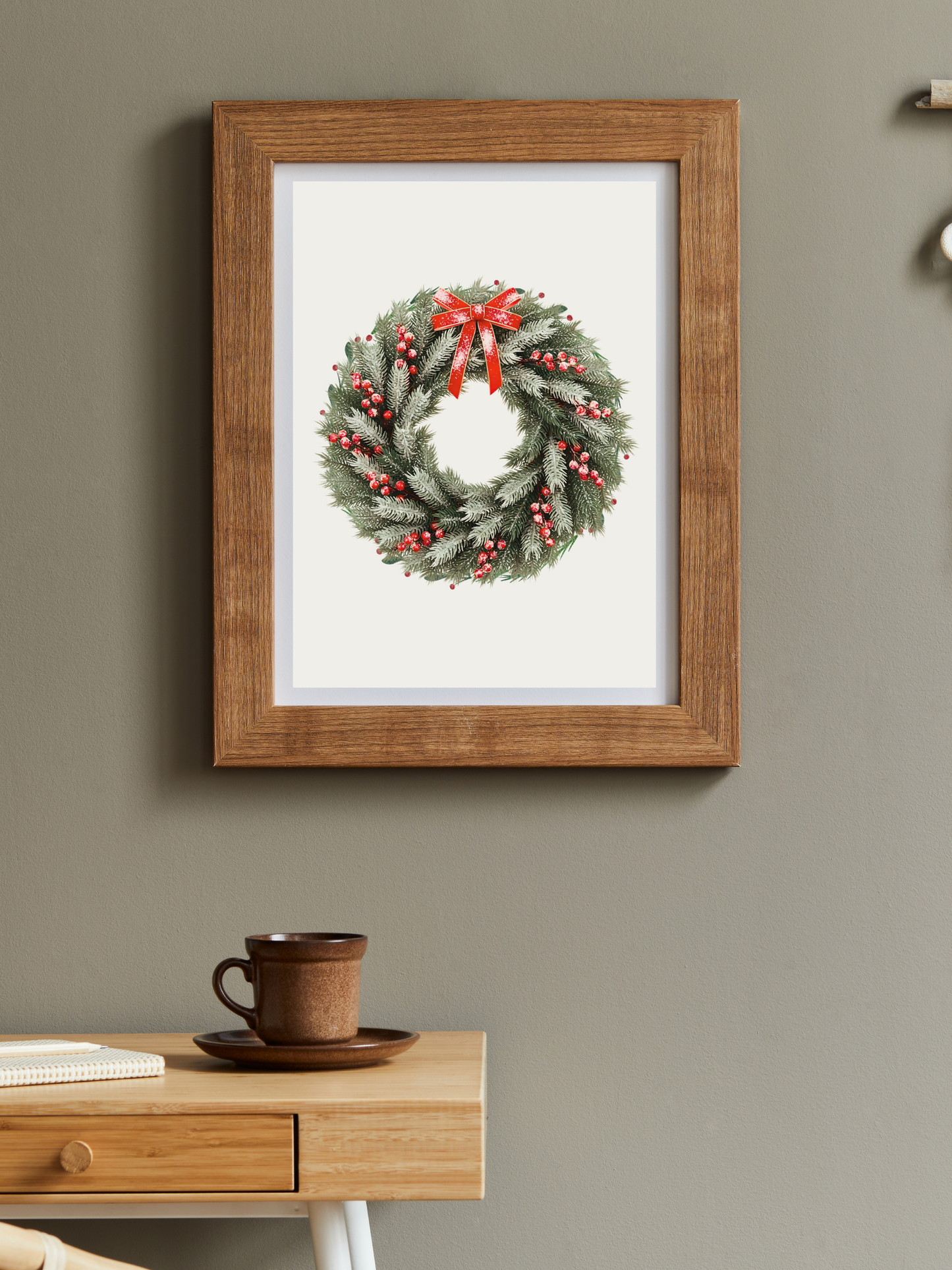 Classic Christmas Wreath – Printable Holiday Wall Art (Digital Download)