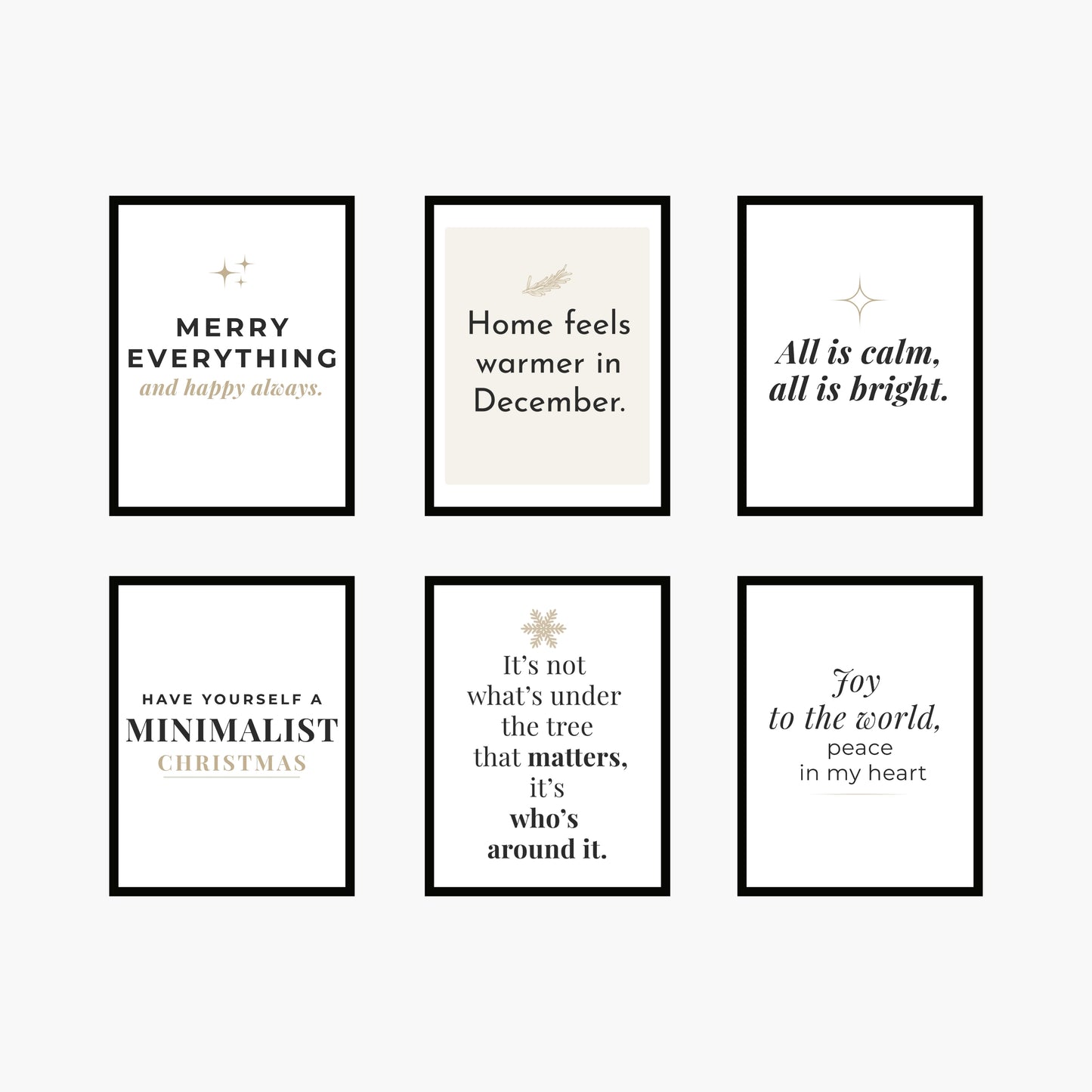 Christmas Wall Art Bundle – 6 Digital Prints (Instant Download)