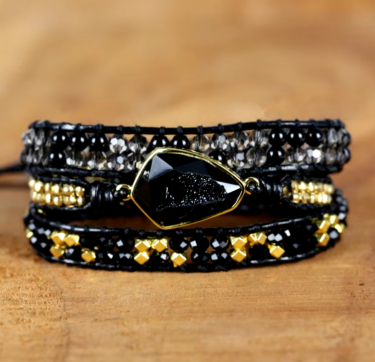 Handmade Boho Crystal Charm Wrap Bracelet