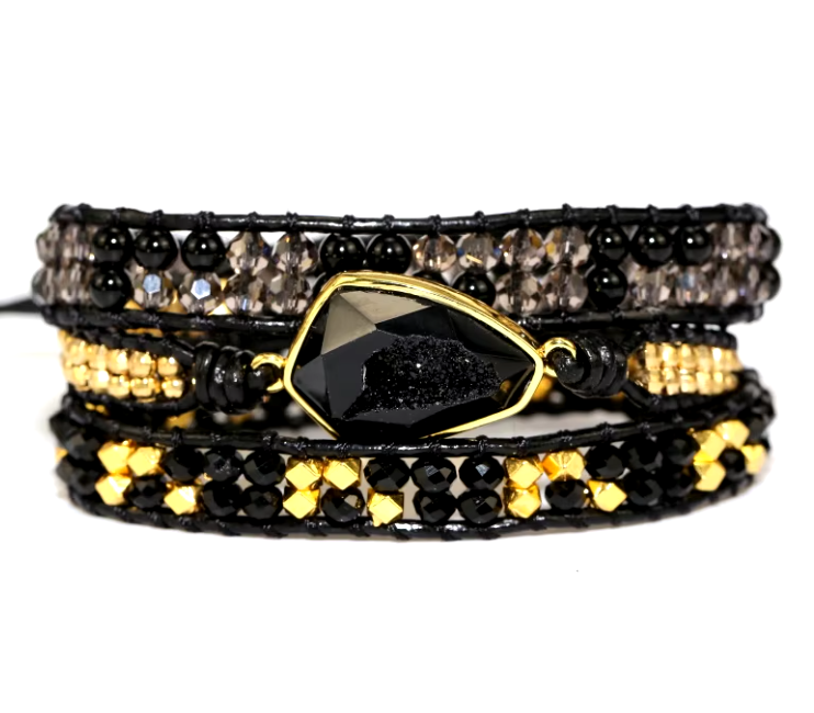 Handmade Boho Crystal Charm Wrap Bracelet