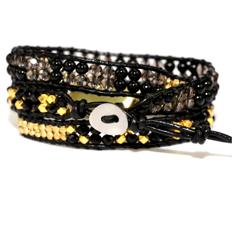 Handmade Boho Crystal Charm Wrap Bracelet