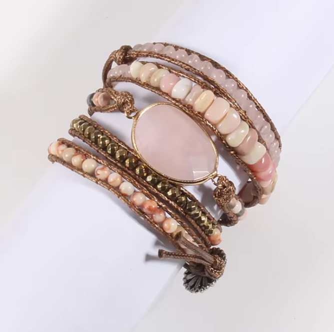Boho 5-Strand Wrap Bracelet with Natural Stones