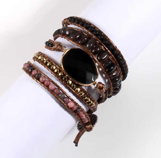 Boho 5-Strand Wrap Bracelet with Natural Stones