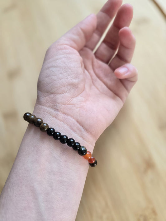 Unshaken – Obsidian, Tiger Eye & Red Agate Bracelet
