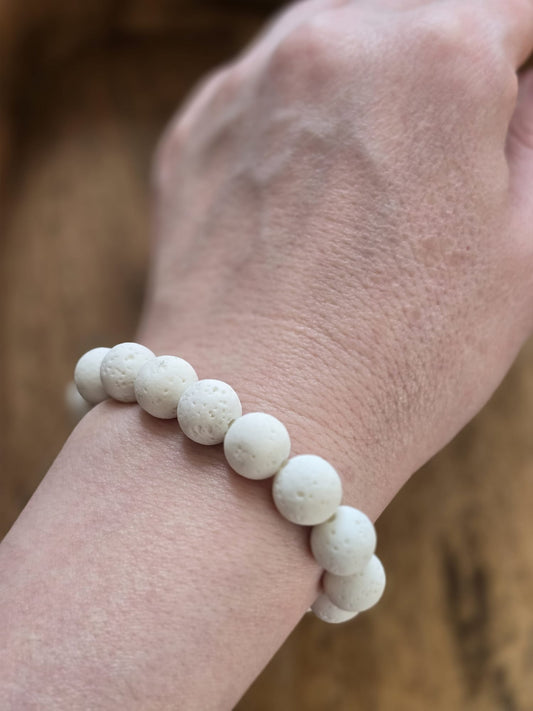 Sacred Calm – White Lava Stone Bracelet
