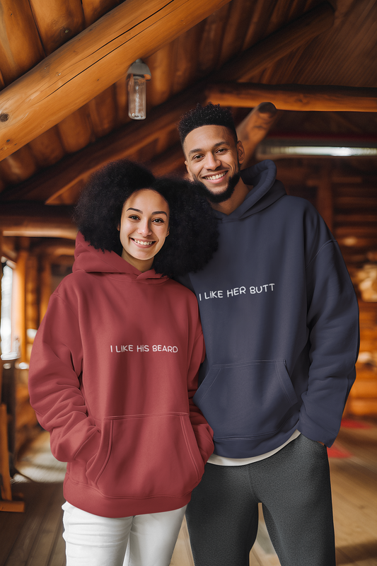 “I Like His Beard” Couples Hoodie – Funny Valentine’s Gift