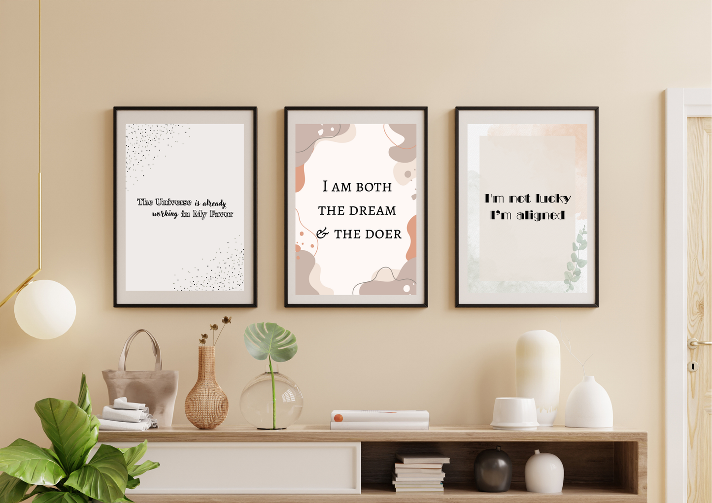 “Manifest & Rise” Printable Wall Art Set – Inspirational Bedroom Decor