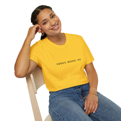 Unisex Softstyle T-Shirt - Debug Mode: ON Graphic Tee for Tech Enthusiasts