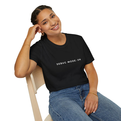 Unisex Softstyle T-Shirt - Debug Mode: ON Graphic Tee for Tech Enthusiasts