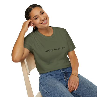 Unisex Softstyle T-Shirt - Debug Mode: ON Graphic Tee for Tech Enthusiasts