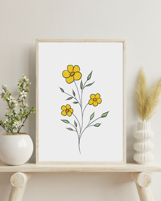 Wildflower Digital Wall Art – Boho Minimalist Print, Instant Download