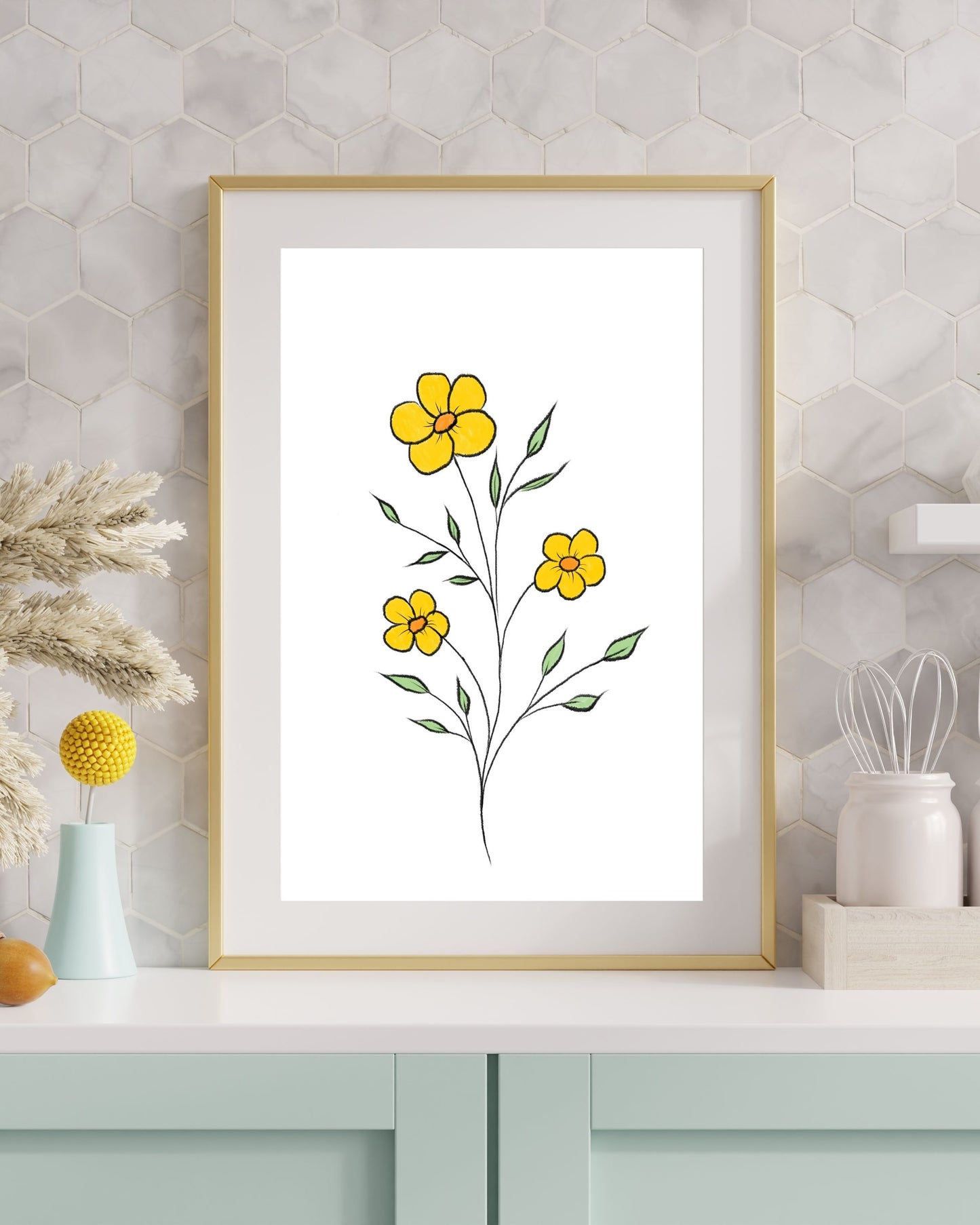 Wildflower Digital Wall Art – Boho Minimalist Print, Instant Download