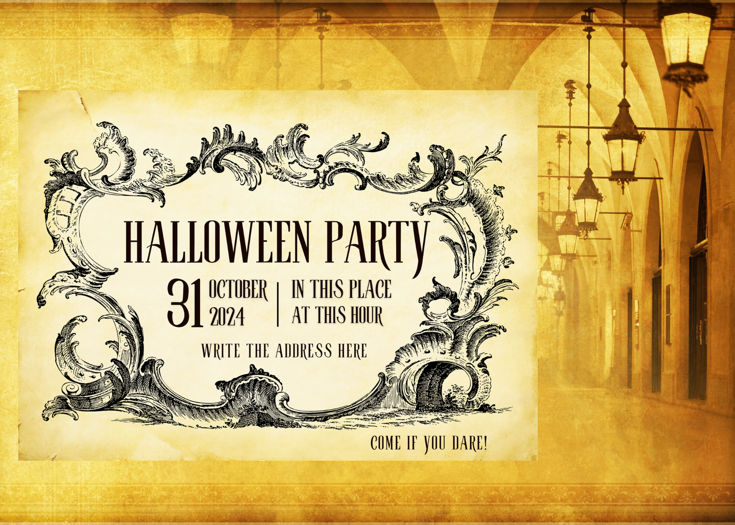 Custom Halloween Party Invitation | Canva Template | Instant Download