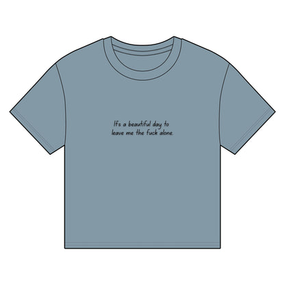 Women’s Organic Boxy Tie-Dye T-Shirt – ‘Leave Me the F* Alone’