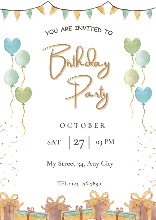 Birthday Invitation Template – Customizable in Canva - Instant Download