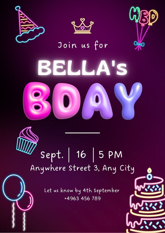 Birthday Invitation Template – Customizable in Canva - Instant Download