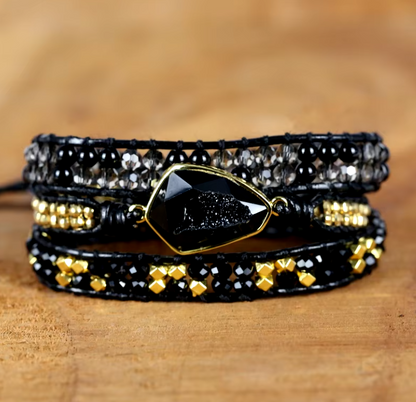 Handmade Boho Crystal Charm Wrap Bracelet
