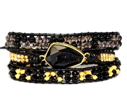 Handmade Boho Crystal Charm Wrap Bracelet