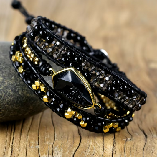 Handmade Boho Crystal Charm Wrap Bracelet