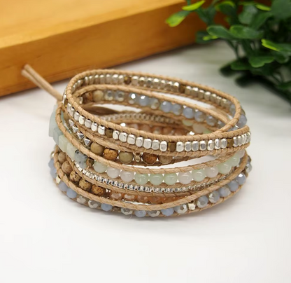 Amazonite & Jasper Wrap Boho Bracelet