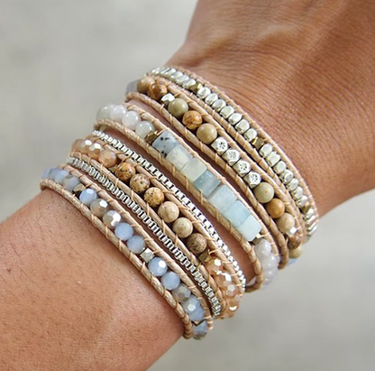 Amazonite & Jasper Wrap Boho Bracelet