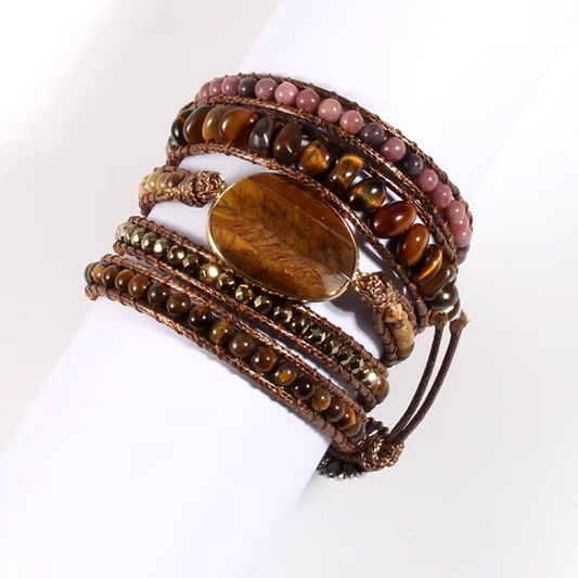 Boho 5-Strand Wrap Bracelet with Natural Stones