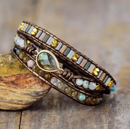 Boho Labradorite & Natural Stone Wrap Bracelet