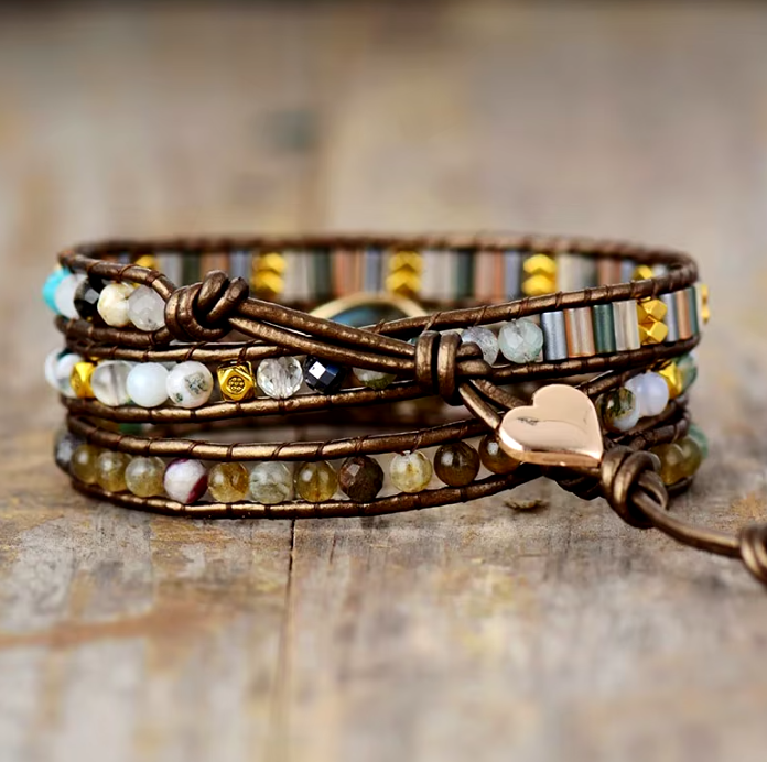 Boho Labradorite & Natural Stone Wrap Bracelet
