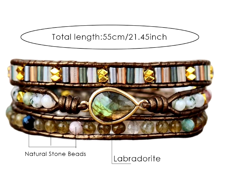 Boho Labradorite & Natural Stone Wrap Bracelet