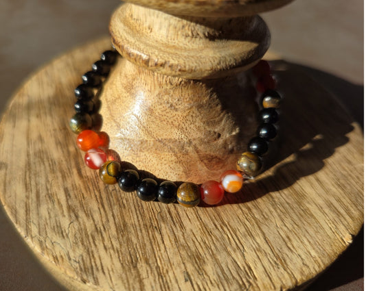 Unshaken – Obsidian, Tiger Eye & Red Agate Bracelet