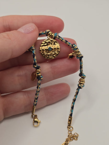 Bracelet à breloques vintage en acier inoxydable
