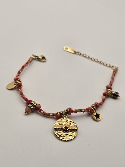 Bracelet à breloques vintage en acier inoxydable