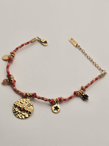Bracelet à breloques vintage en acier inoxydable