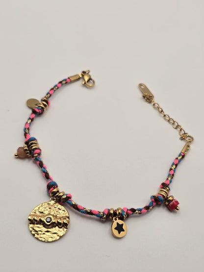Bracelet à breloques vintage en acier inoxydable
