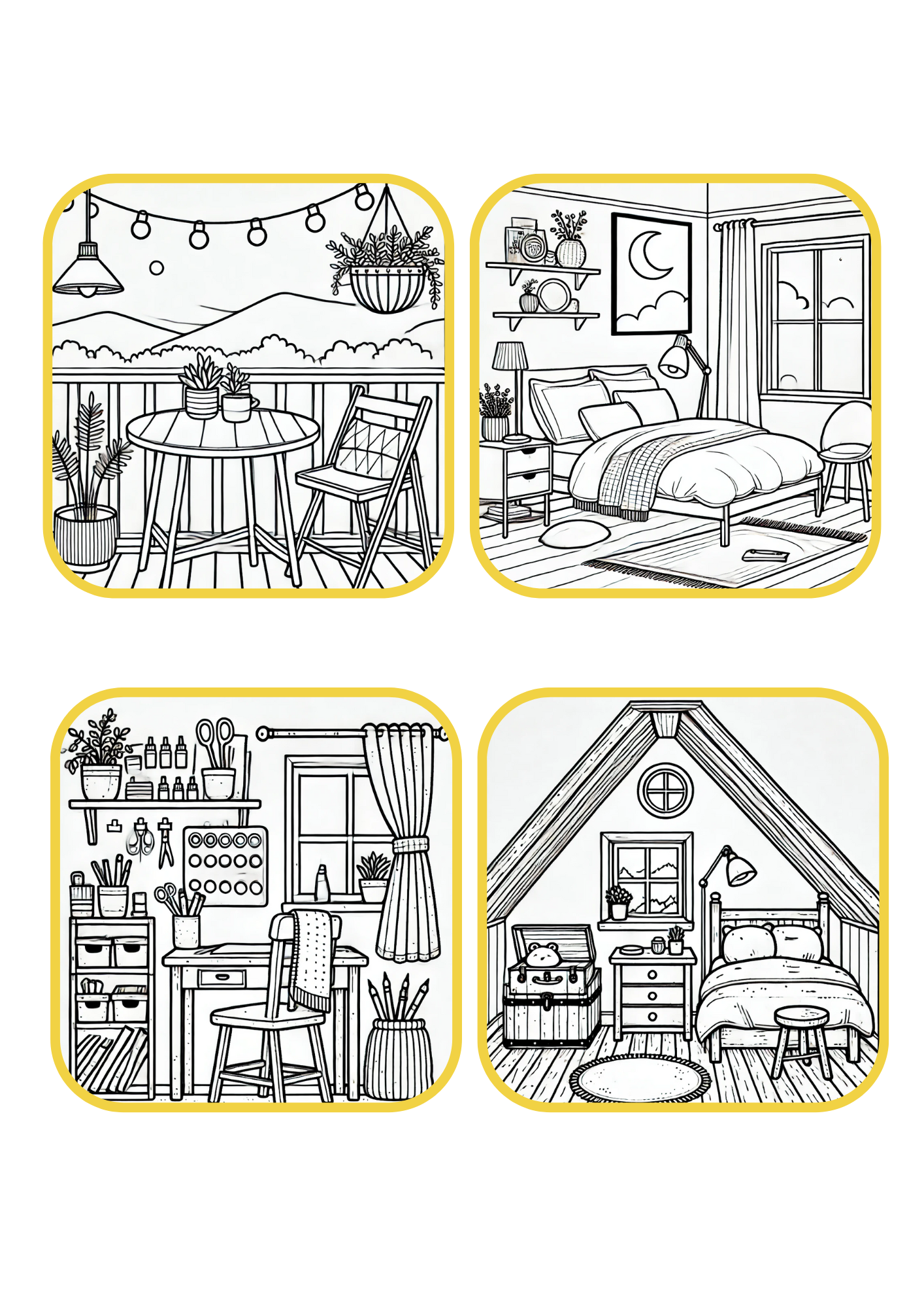 Color Hideaways Coloring Book – Cozy Indoor Scenes (Digital)
