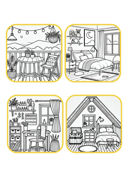 Color Hideaways Coloring Book – Cozy Indoor Scenes (Digital)
