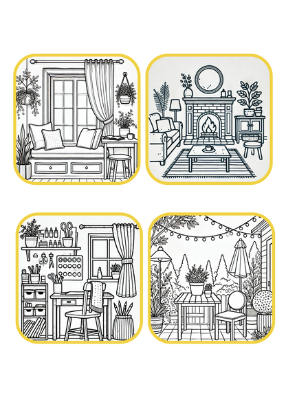 Color Hideaways Coloring Book – Cozy Indoor Scenes (Digital)