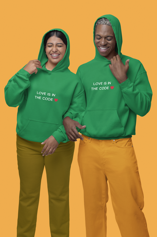 💻❤️ Love is in the Code Hoodie – Cozy & Geeky Valentine’s Gift for Developers & Tech Lovers