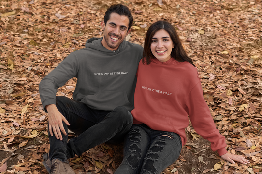 💙 He’s My Other Half Hoodie – Matching Couple Hoodie