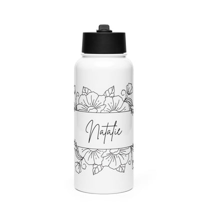 Custom Name Stainless Steel Water Bottle – Straw Lid